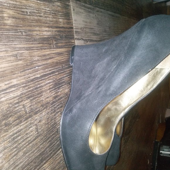 Black Genuine Suede Wedge Heels - Picture 3 of 3